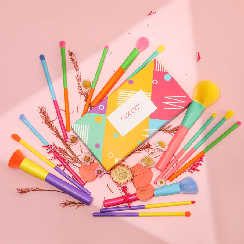 Colorful Makeup brushes set