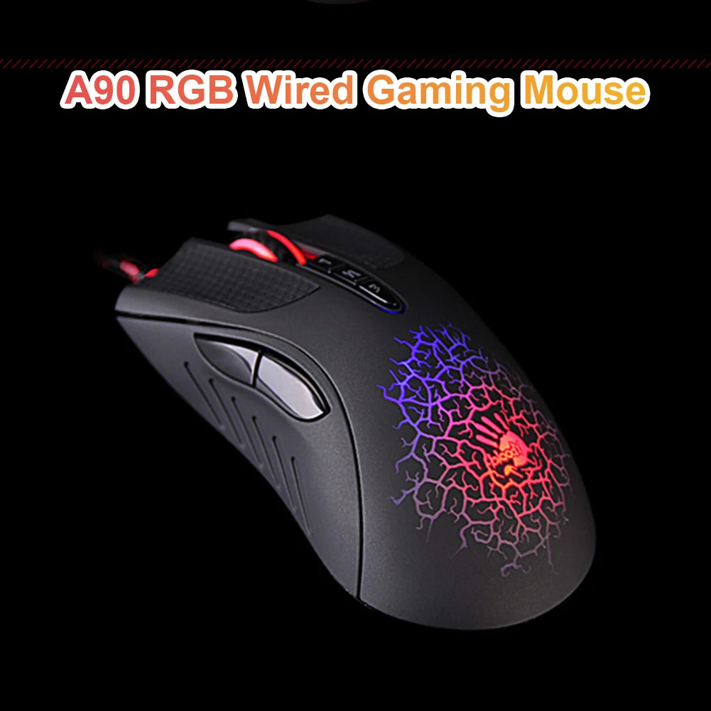 A90 USB Wired Gaming Mouse 4000DPI 8 Buttons Optical Sensor Colorful