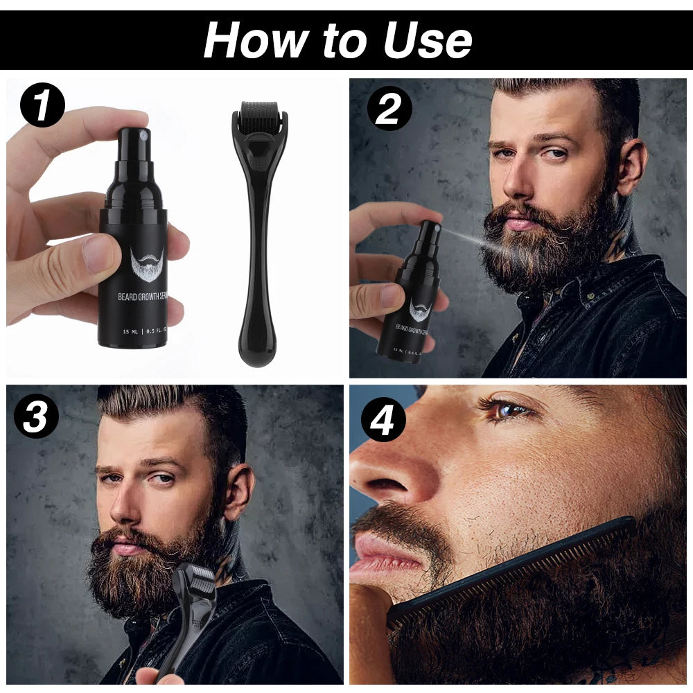 4pcs/Set Beard Growth Oil For Men