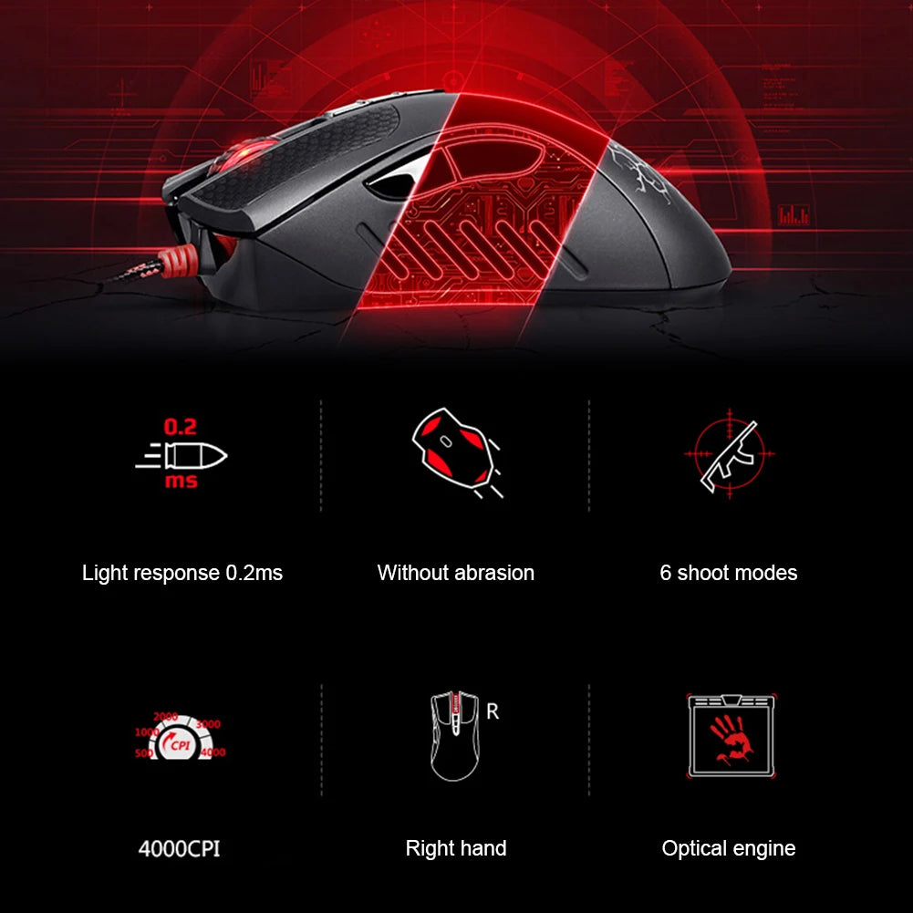 A90 USB Wired Gaming Mouse 4000DPI 8 Buttons Optical Sensor Colorful