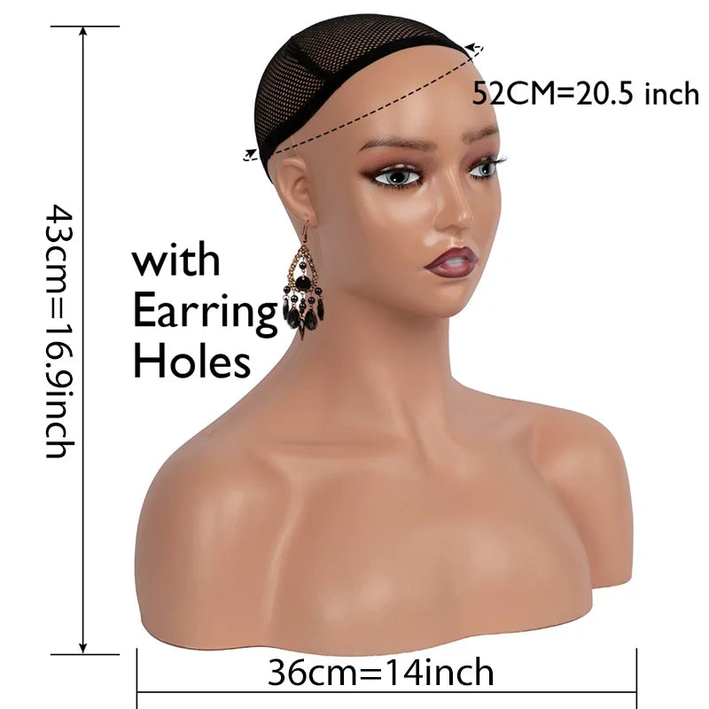 Realistic Female Mannequin Head With Shoulder For Wigs