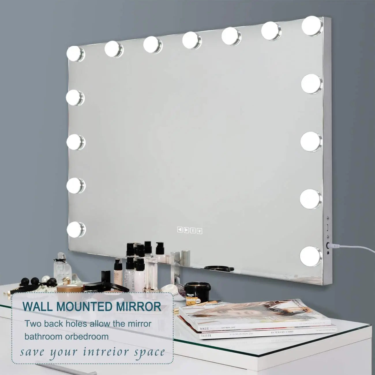 Large Bluetooth Vanity Mirror with Lights