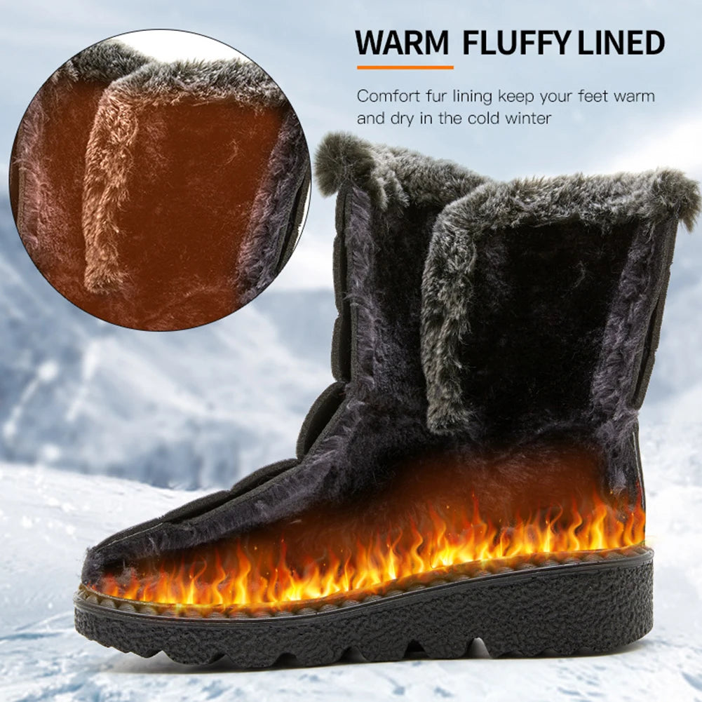 Non Slip Waterproof Winter Faux Fur Long Plush Snow Boots