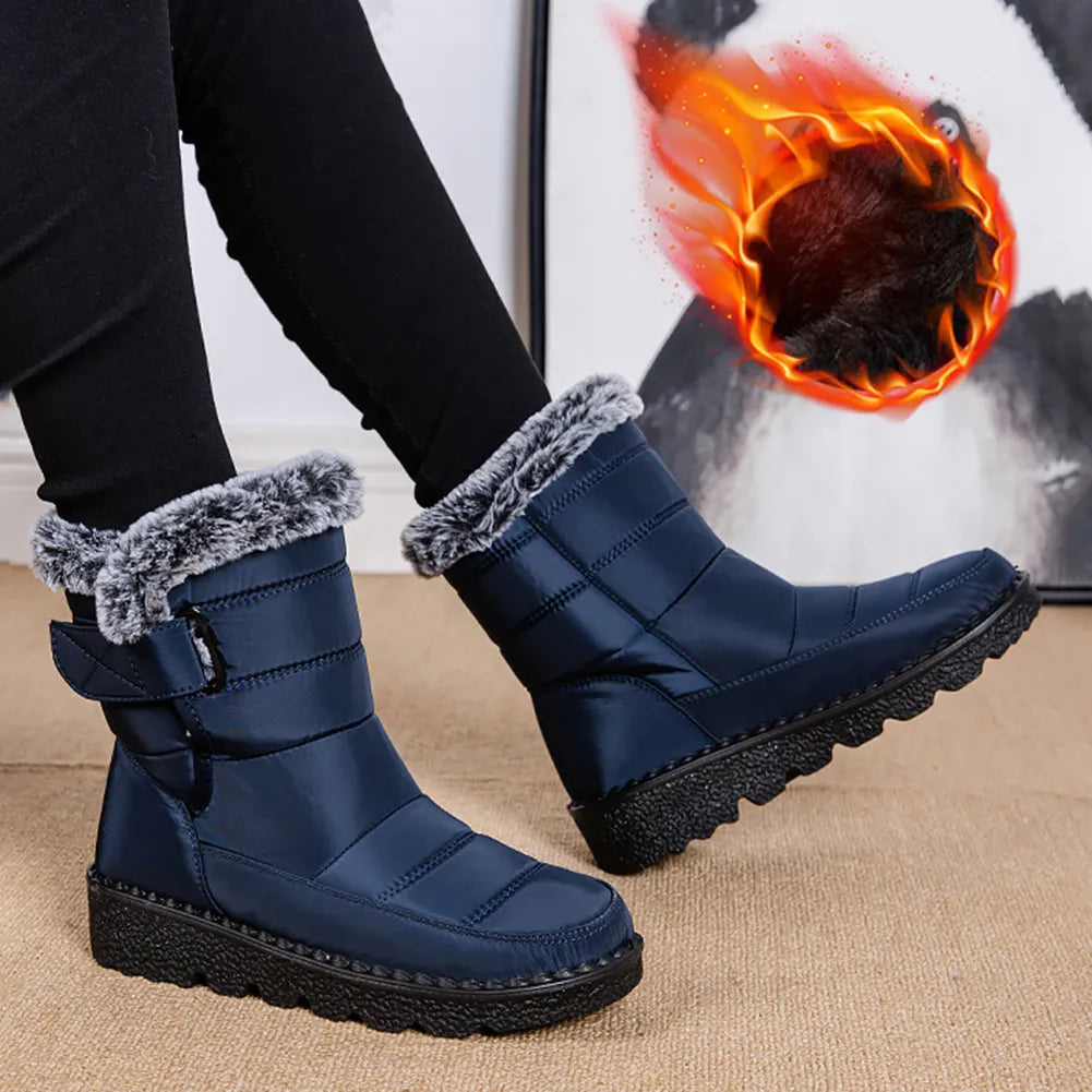 Non Slip Waterproof Winter Faux Fur Long Plush Snow Boots