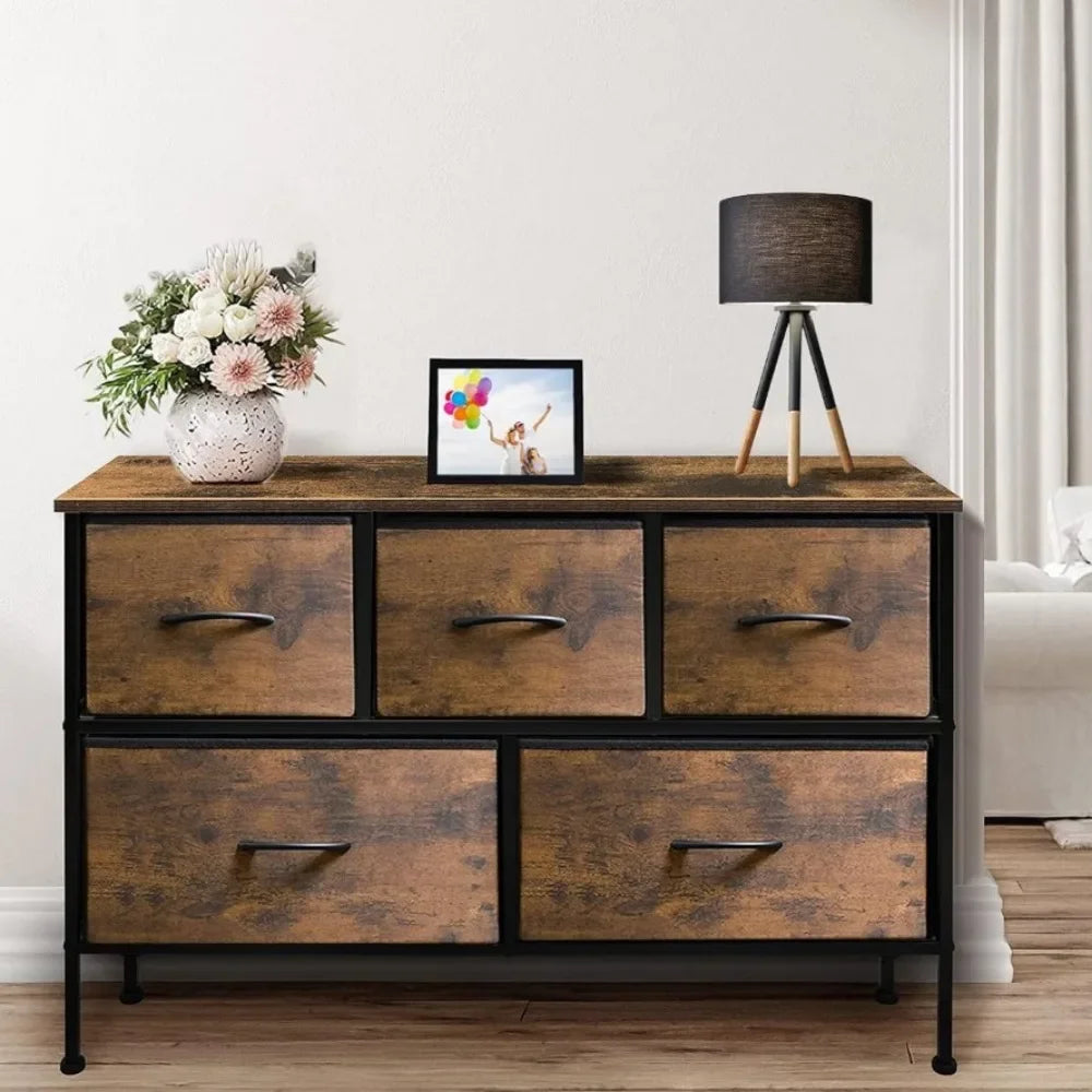 Vanity Desk Wood Top (5-Drawer Tiger Stripes)