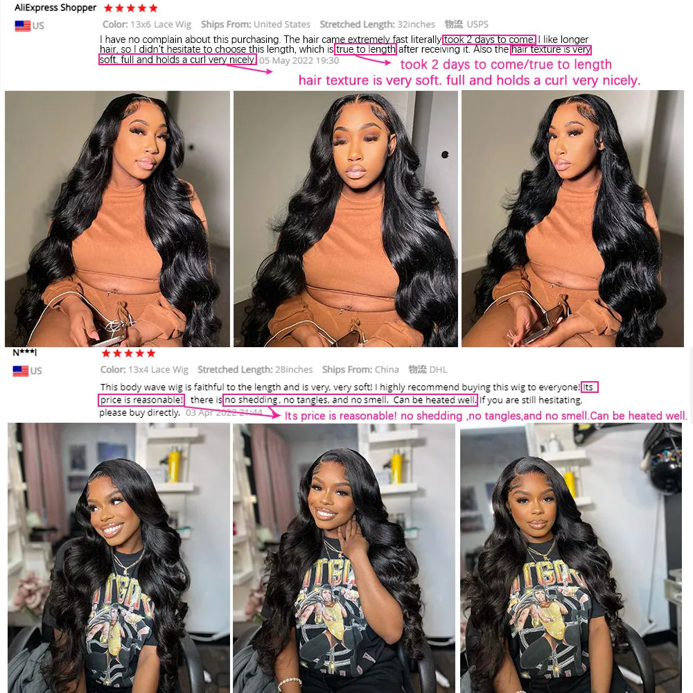 HD Transparent Body Wave Lace Front Wig Pre Plucked Human Hair