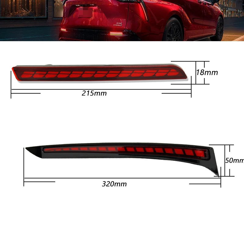 2PCS For Toyota Sienna 2021 2022 3-in-1 Functions 12V LED Rear Light