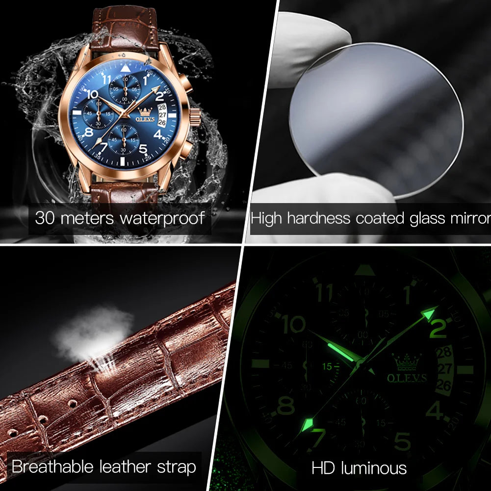 Waterproof Luminous Quartz Leather Watch