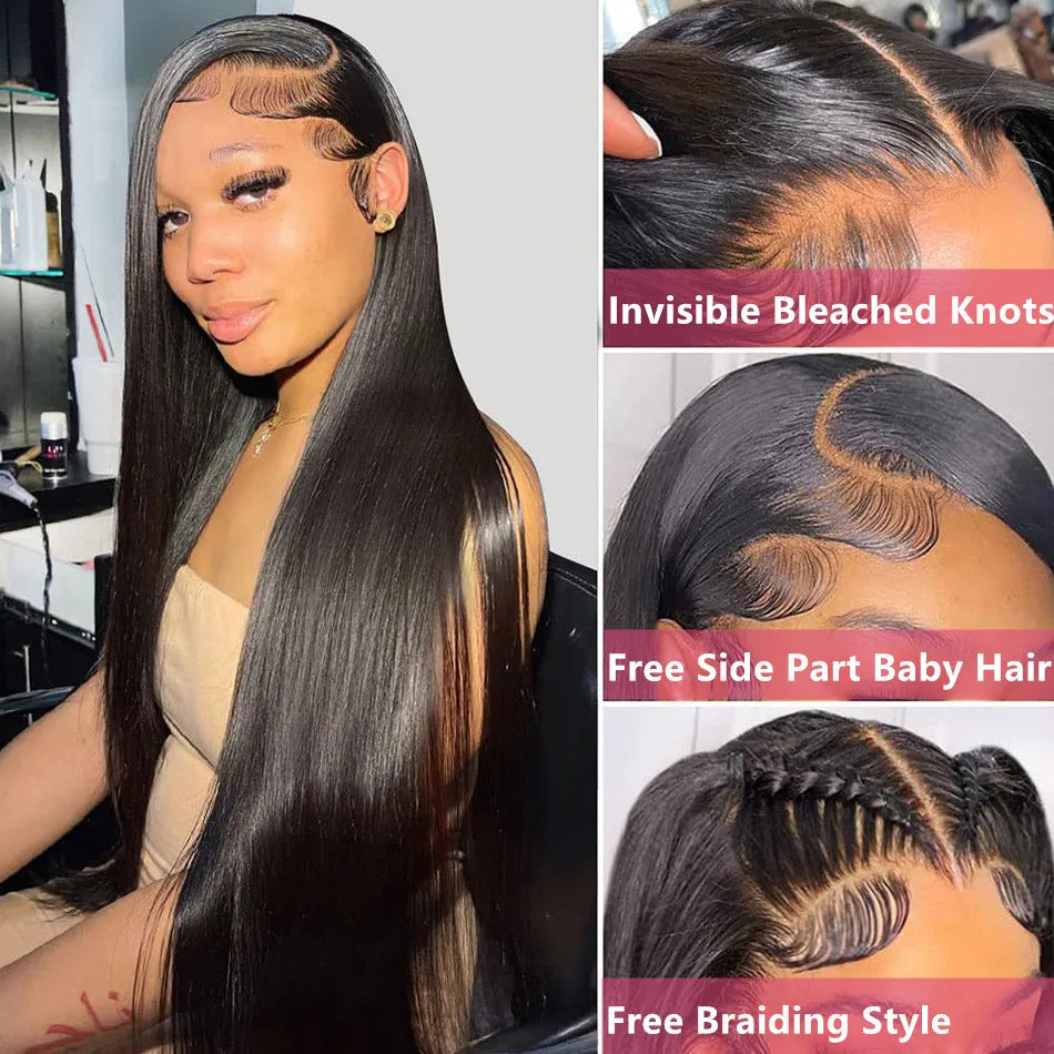 30 Inch Lace Front Wig Brazilian Bone Straight Human Hair