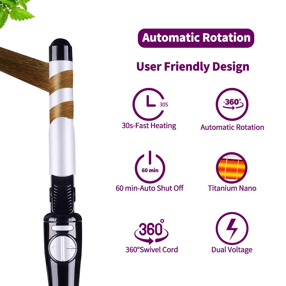 1inch rotating curling iron LCD Ceramic Barrel