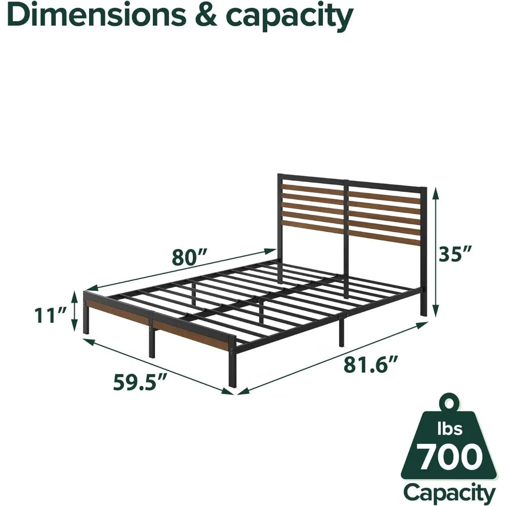 Metal Platform Bed Frame with headboard