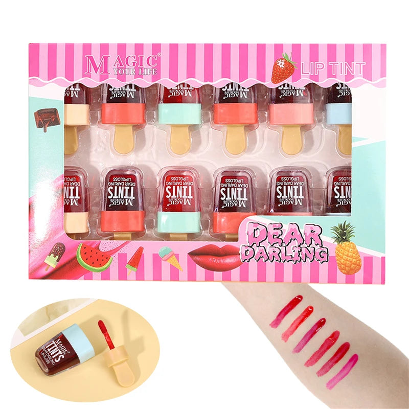 1 Box Cute Lip Gloss Waterproof Long Lasting Set