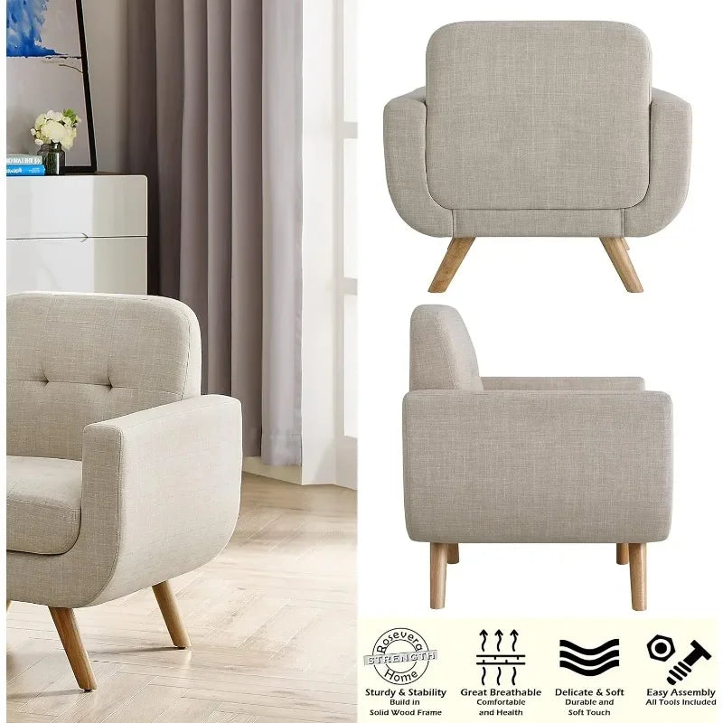 Linen Upholstery Accent Armchair