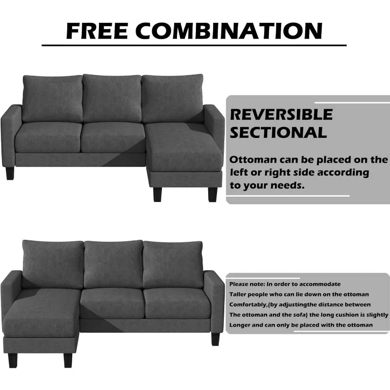 Convertible Sectional 3 L-Shaped Couch