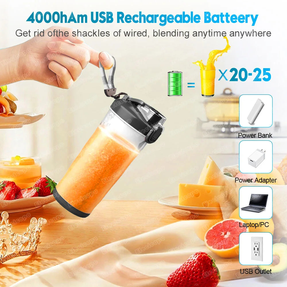 600ML Blender with 4000mAh USB Rechargeable Mini Blender