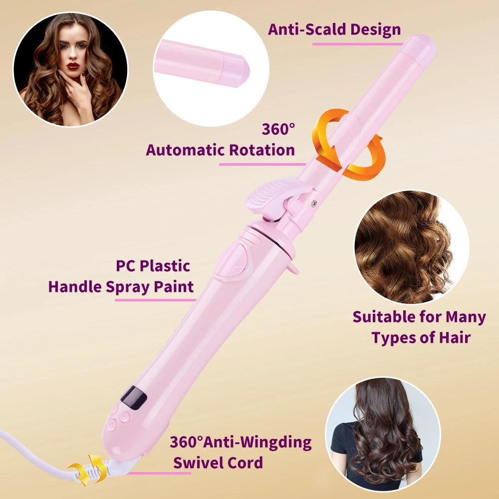 1inch rotating curling iron LCD Ceramic Barrel