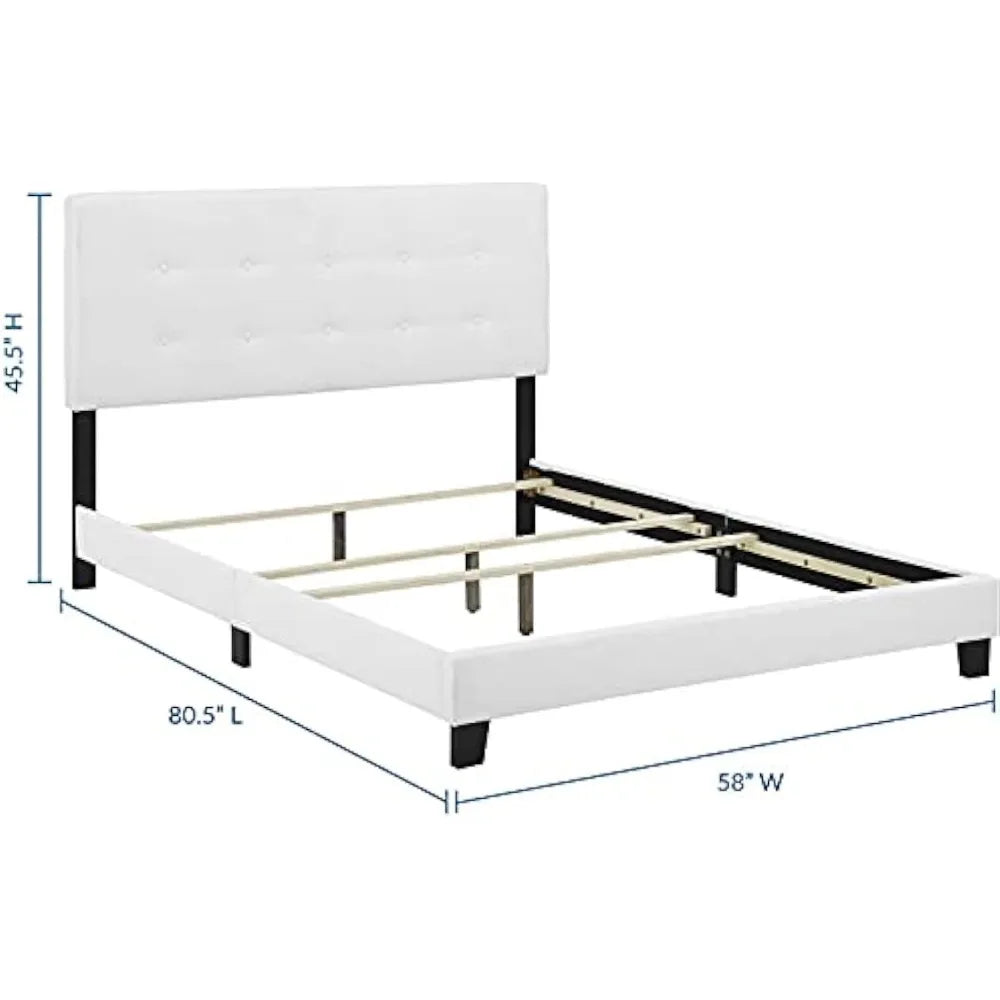 Fabric Upholstered Full Bed Frame with Headboard