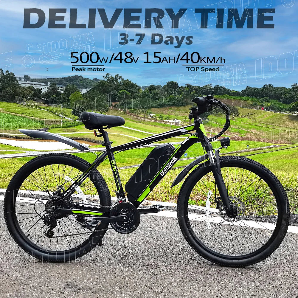 48V 12.8AH Lithium Battery 500W Adult Mountain Electric Bike 21Speed