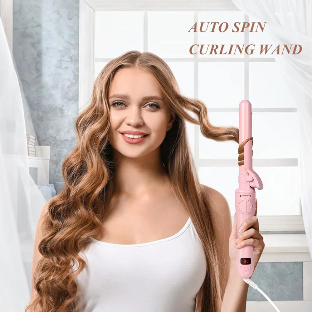 1inch rotating curling iron LCD Ceramic Barrel