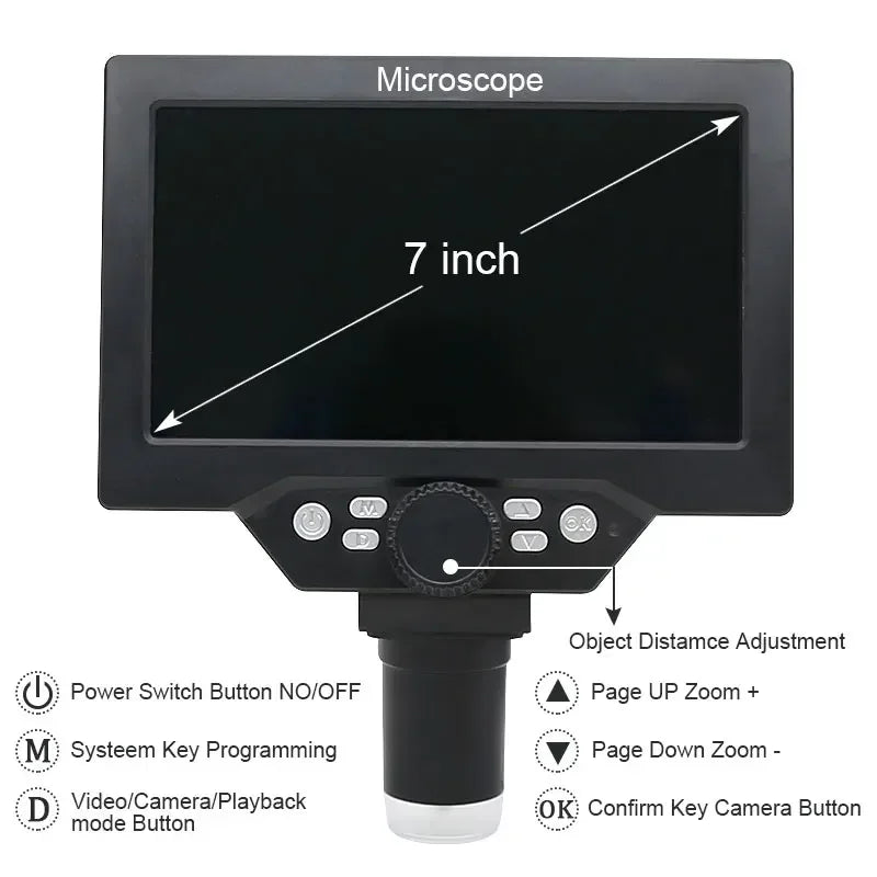 1200X Microscope Digital Portable 7" LCD Video Microscope