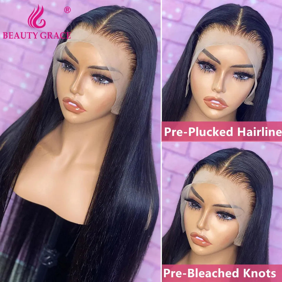 30 Inch Lace Front Wig Brazilian Bone Straight Human Hair