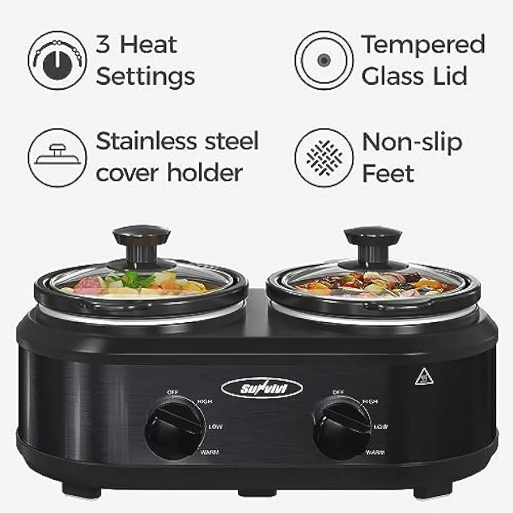 2 Pot Mini Double Slow Cooker and Warmer