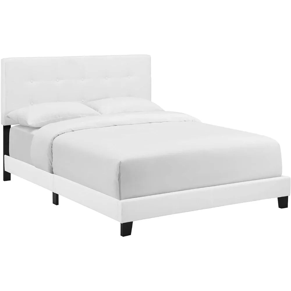 Fabric Upholstered Full Bed Frame with Headboard