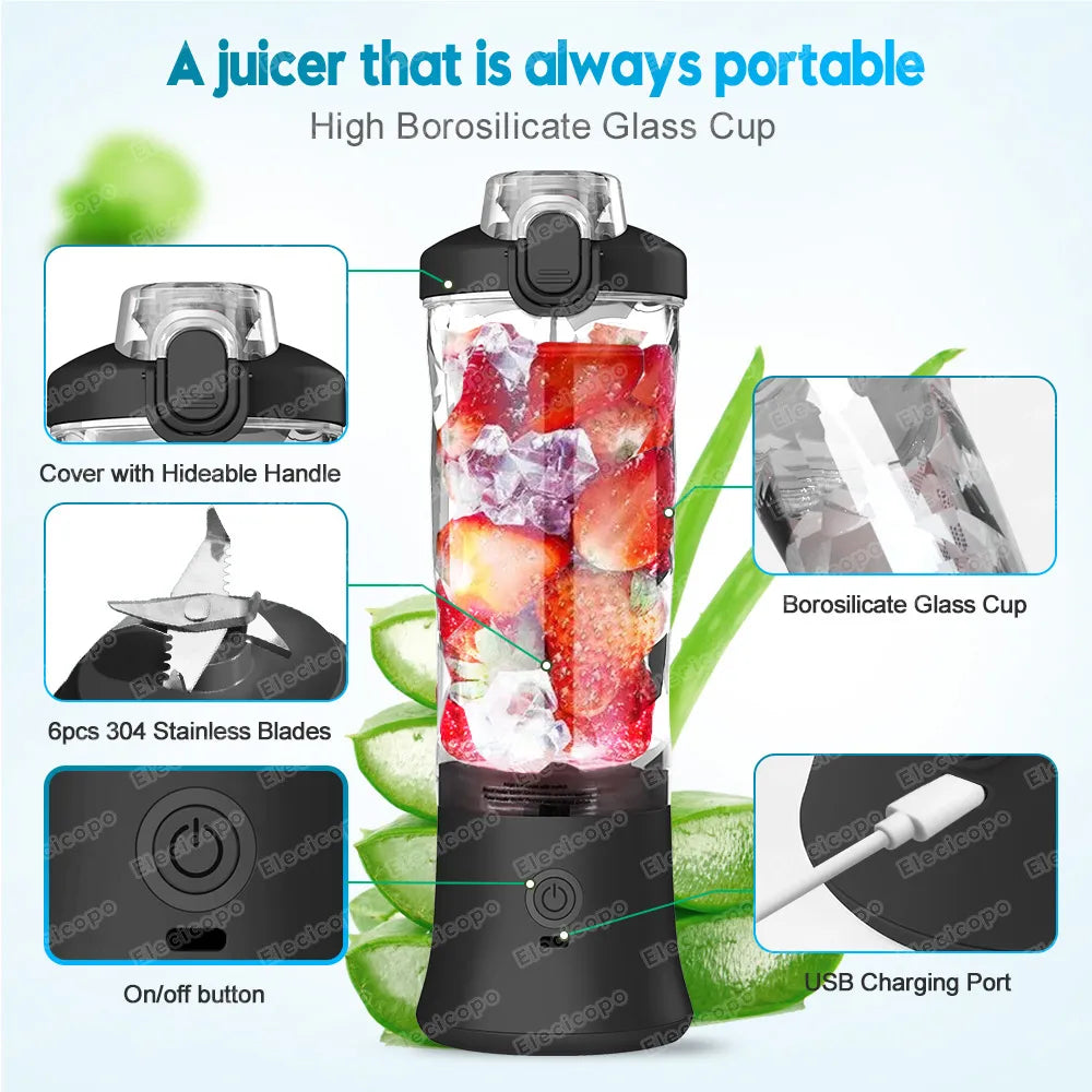 600ML Blender with 4000mAh USB Rechargeable Mini Blender